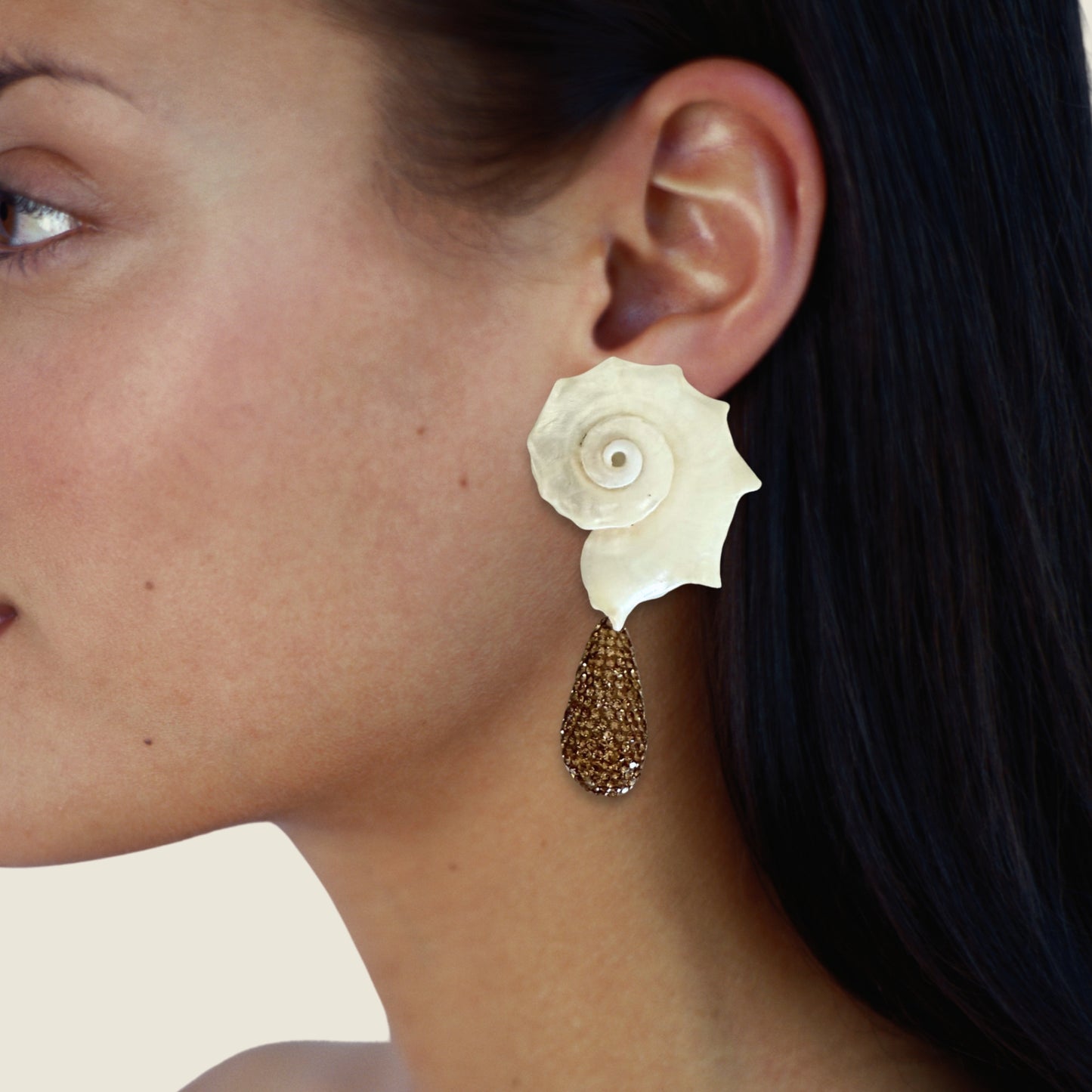 Shell Earrings with Crystal Drop
