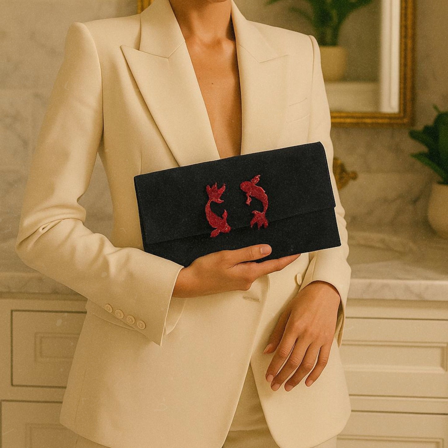 Koi Fish Leather Clutch/Crossbody Bag