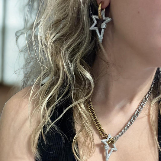 Pavé Zirconia Star Hoop