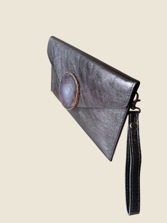 Geode Leather Clutch