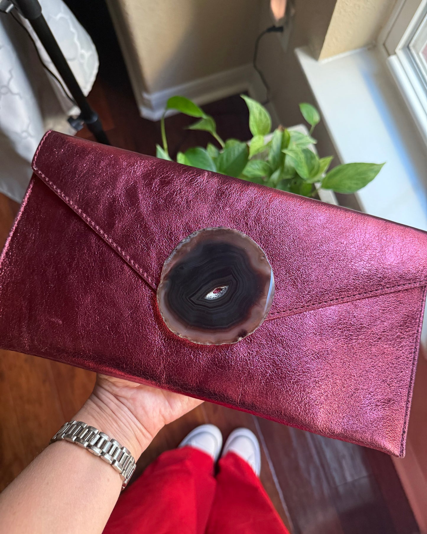 Geode Leather Clutch