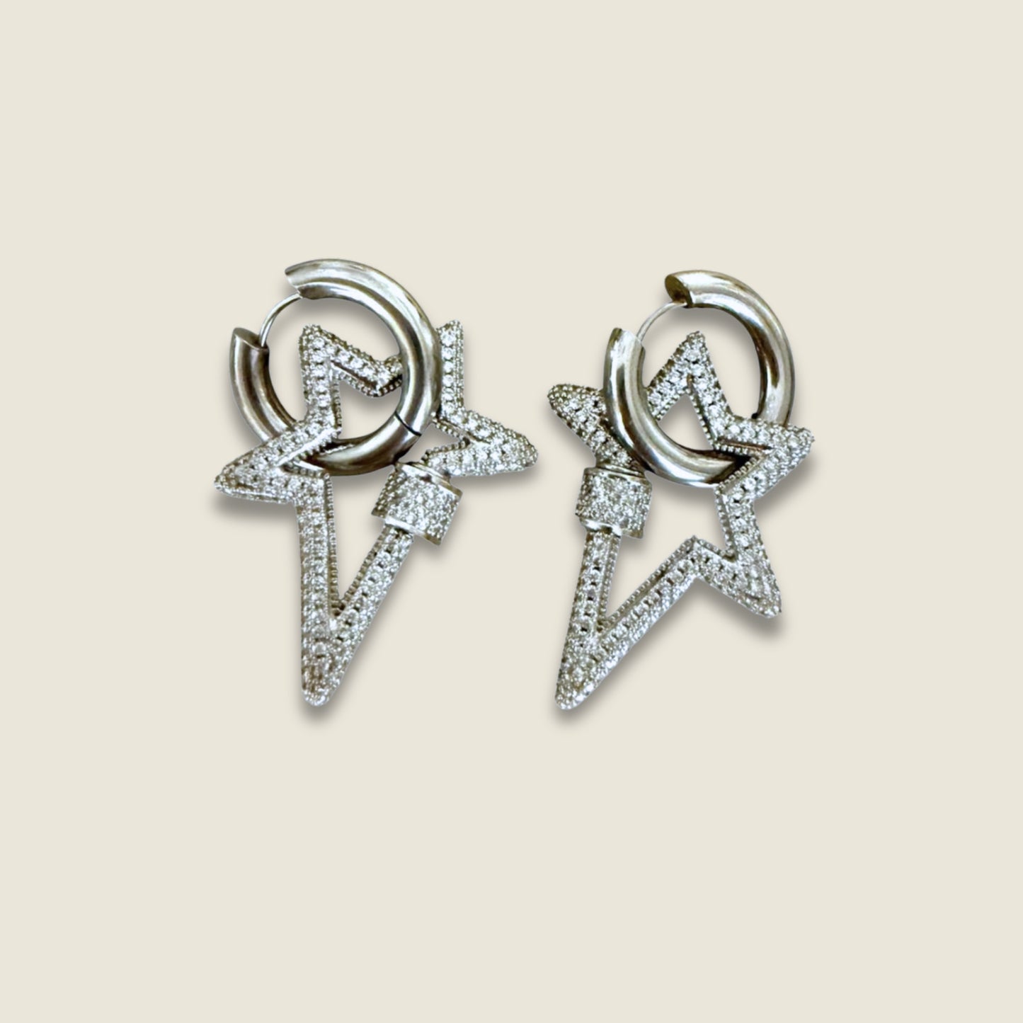 Pavé Zirconia Star Hoop