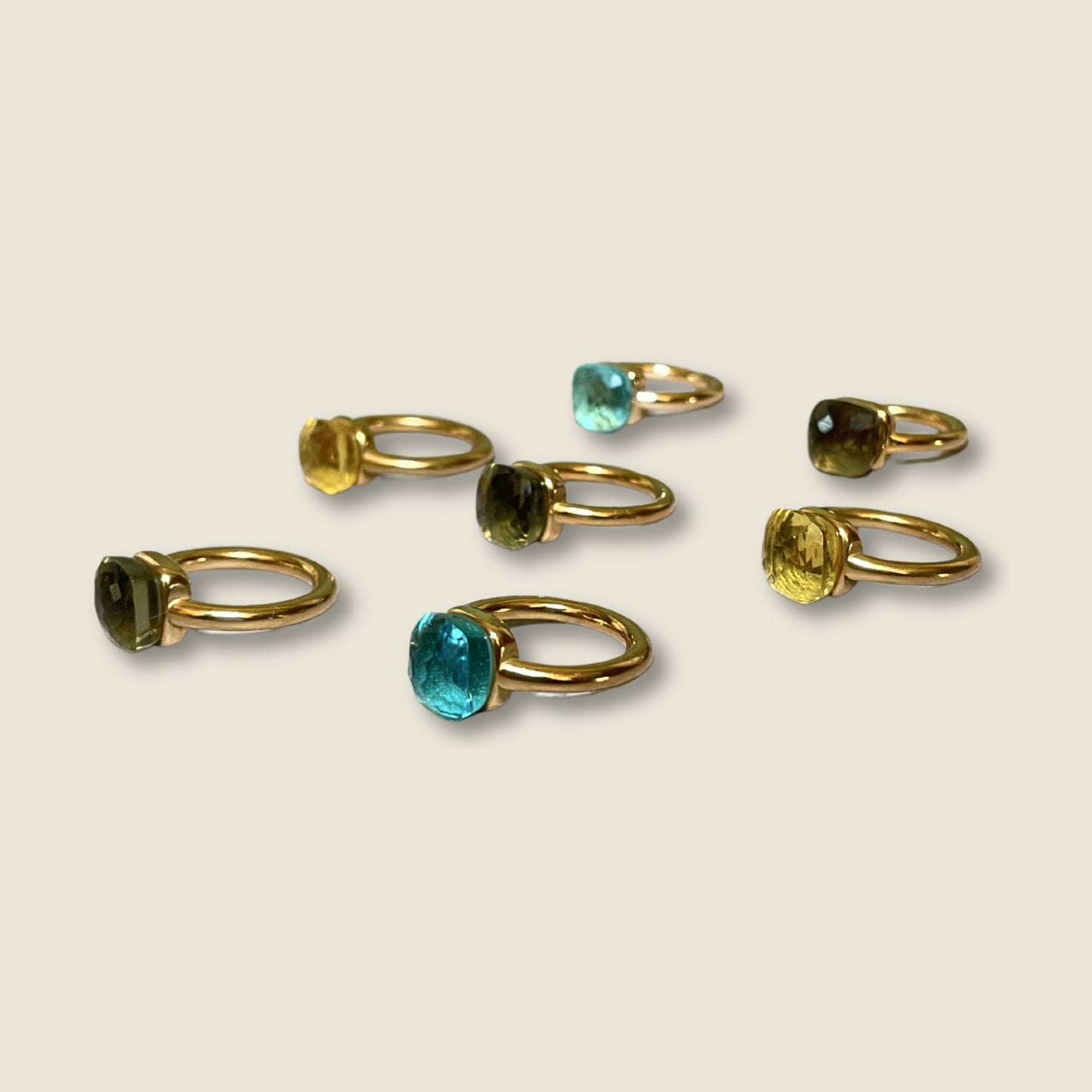 Gold Plated Zirconia Rings – Square Shape