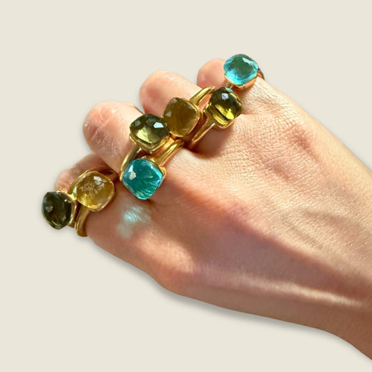 Gold Plated Zirconia Rings – Square Shape