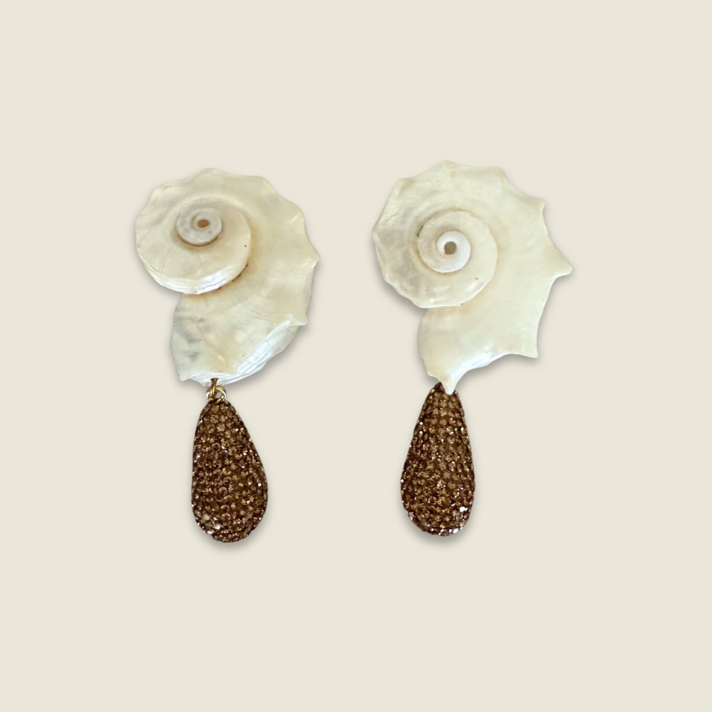 Shell Earrings with Crystal Drop