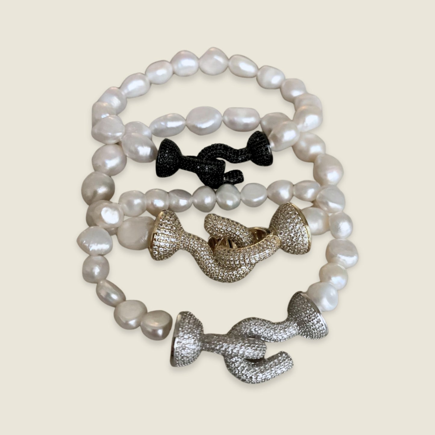 Freshwater Pearl Bracelet With Pavé Zirconia Hook