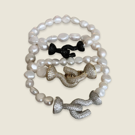 Freshwater Pearl Bracelet With Pavé Zirconia Hook
