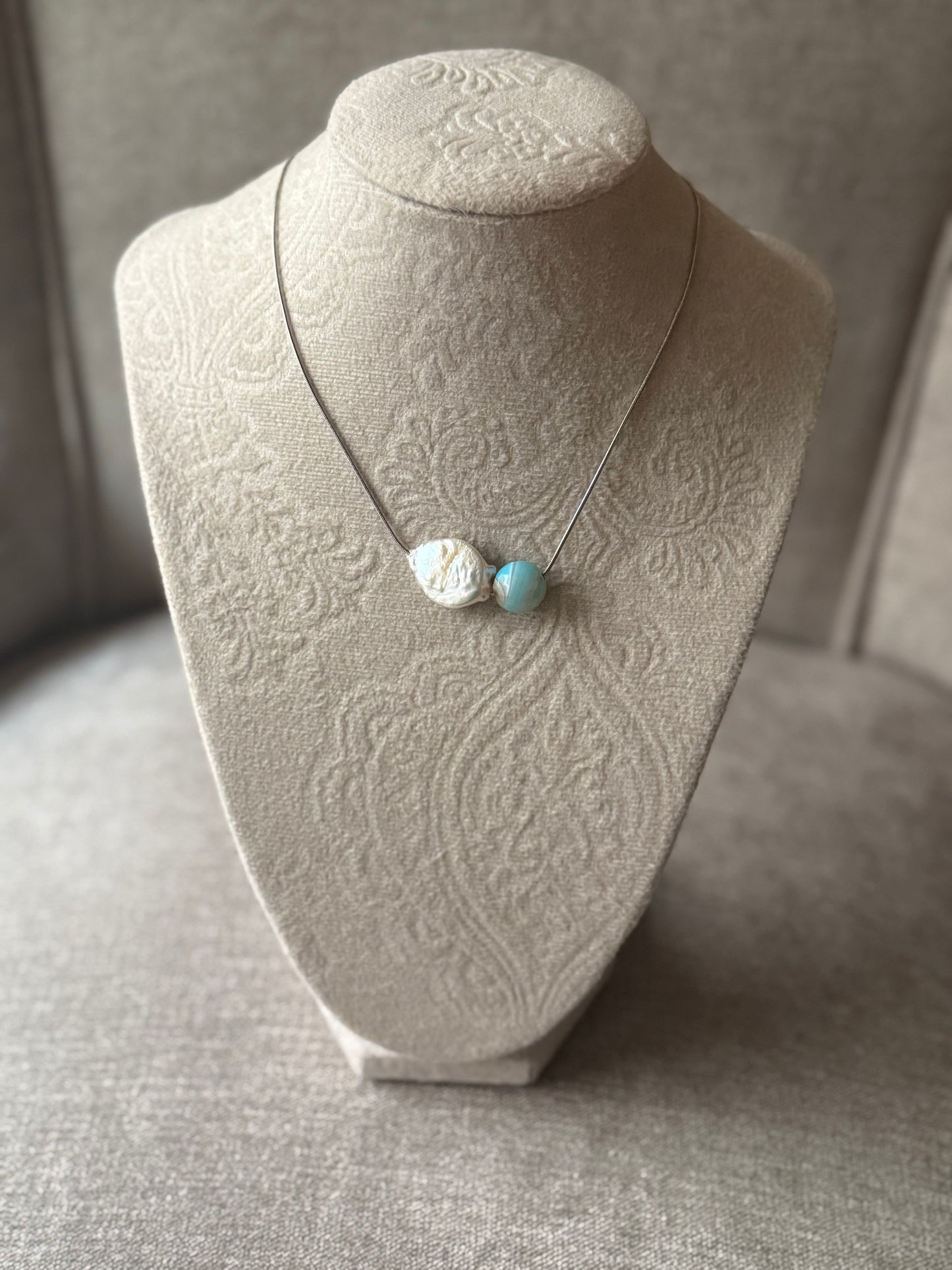Aria Agate and Pearl Choker