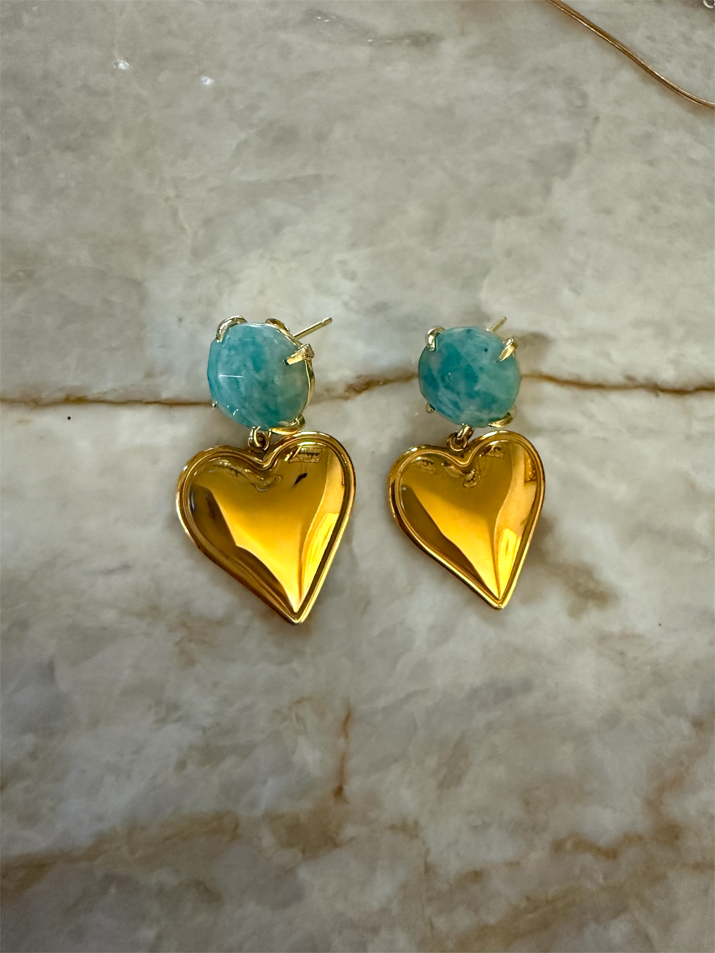 Amazonite Heart Earrings