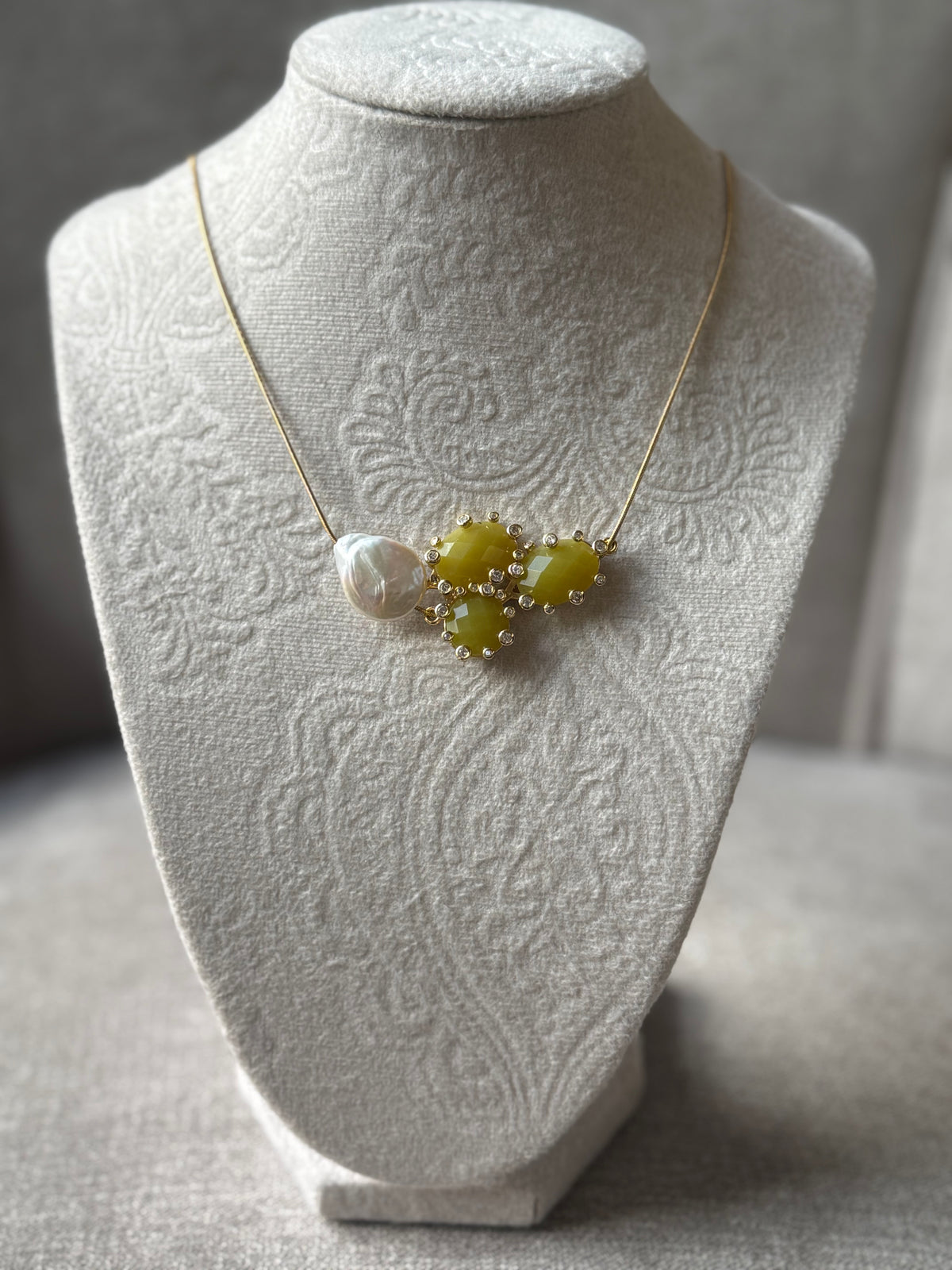 Lemon Jade Baroque Necklace