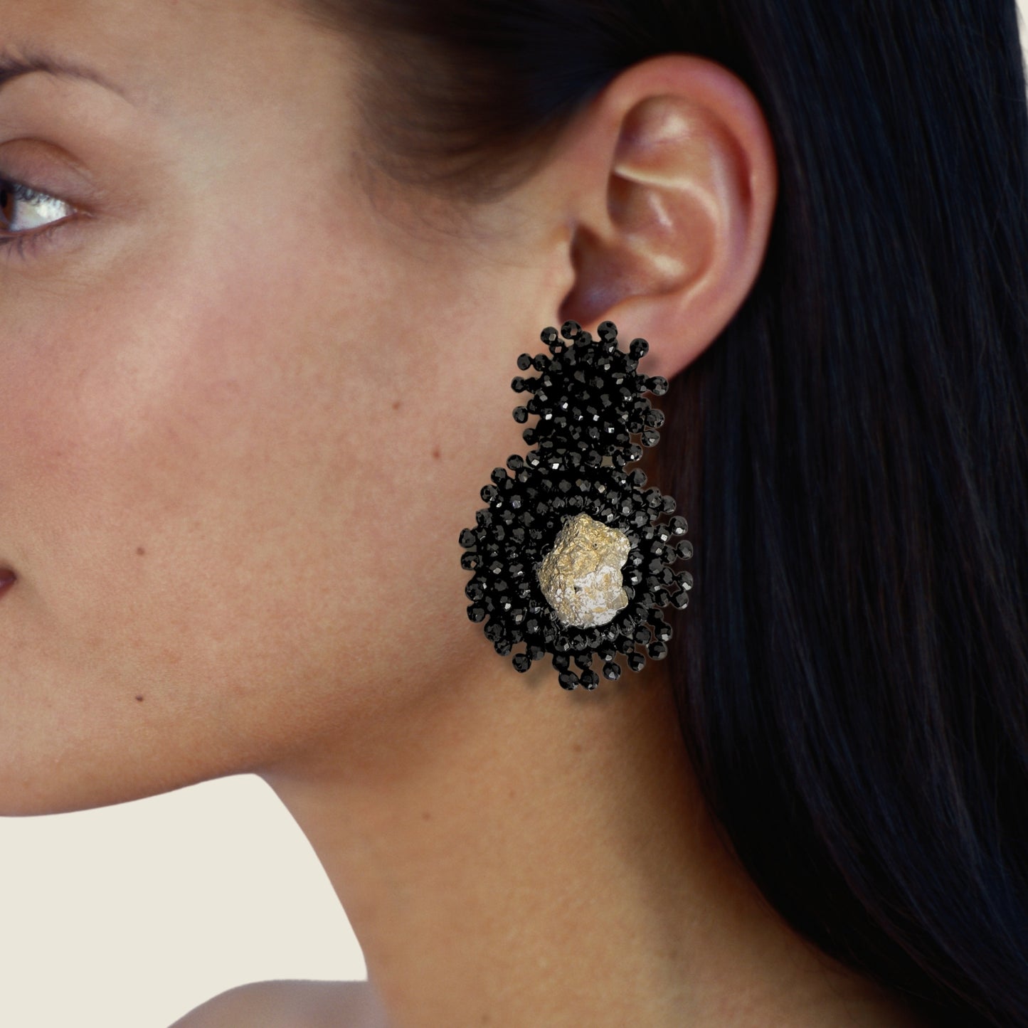 Black Earrings With Pyrite