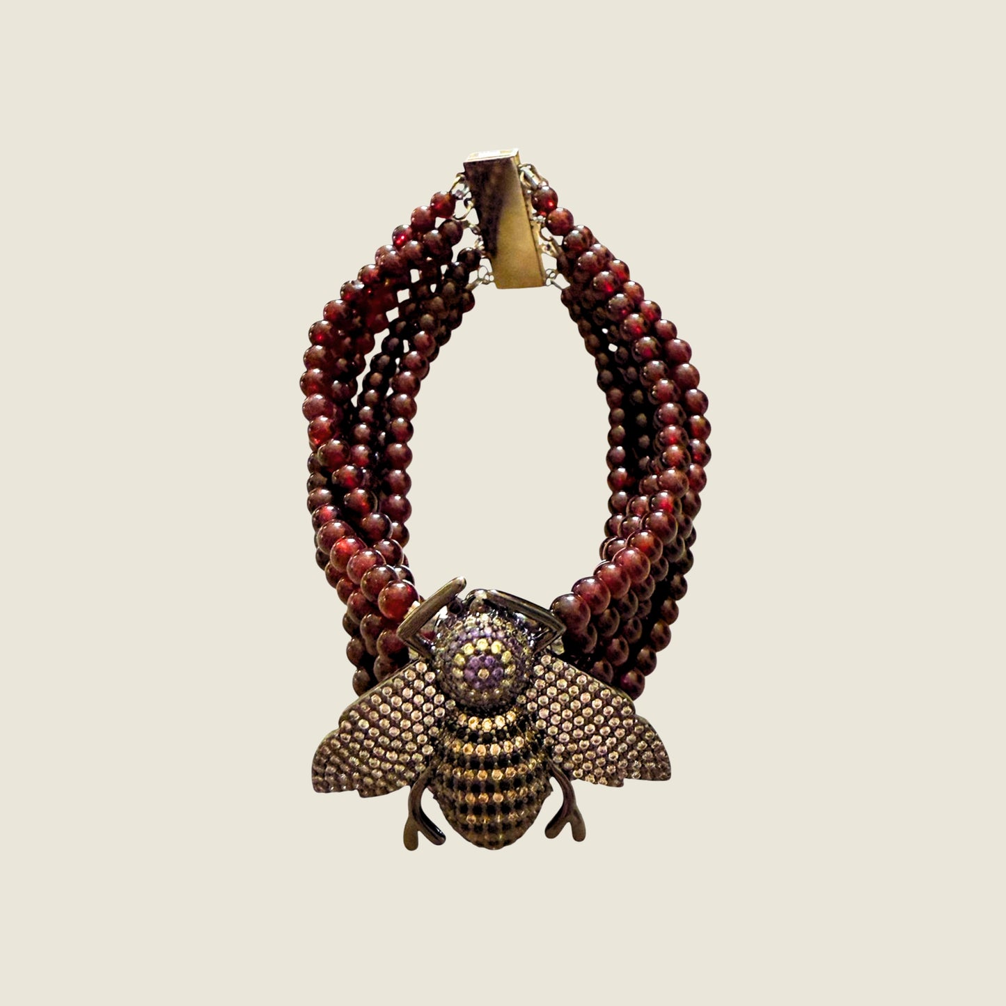 Garnet Bee Bracelet – Handmade