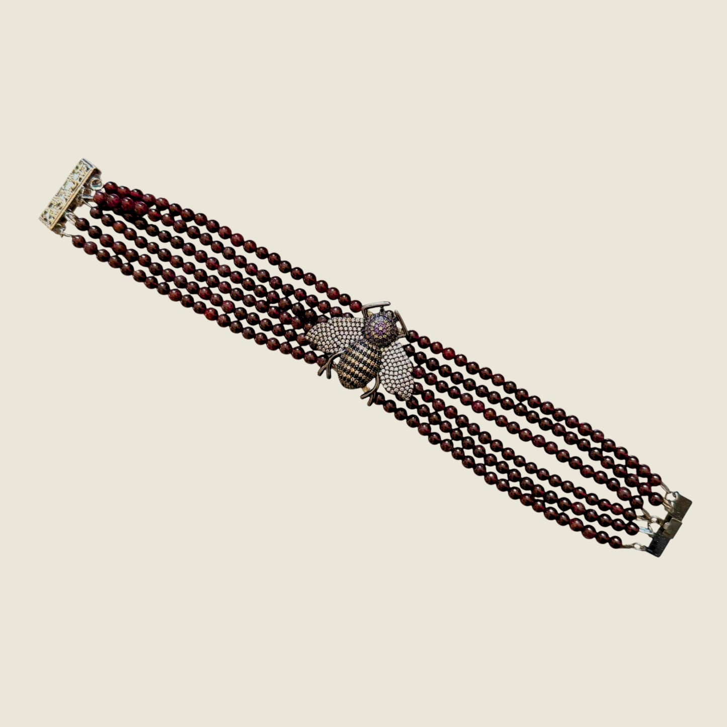 Garnet Bee Bracelet – Handmade