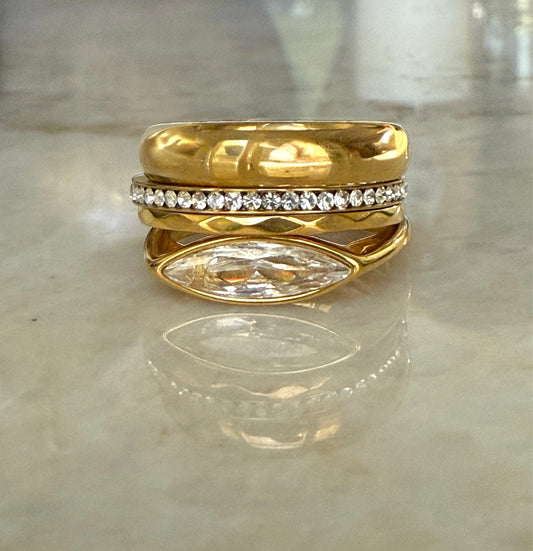 Zirconia Ring Set – 18K Gold Plated