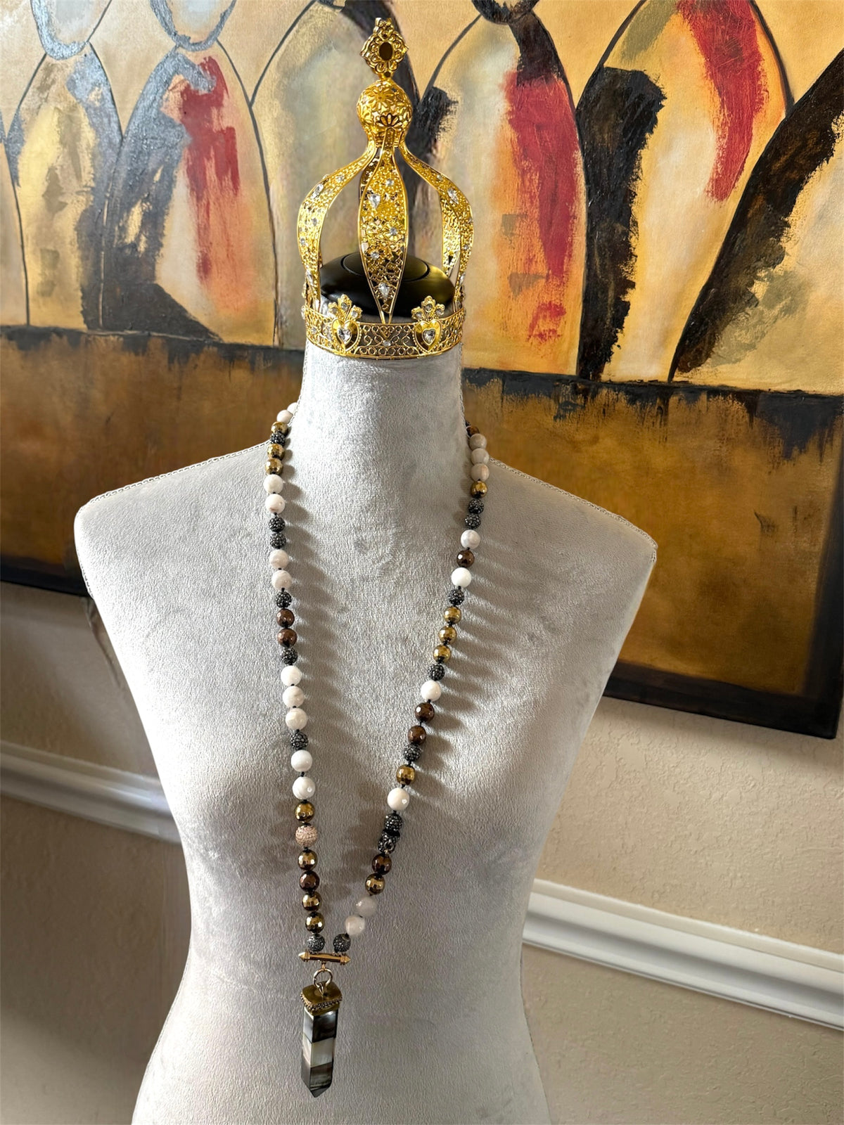 Mix Stones & Mother of Pearl long Necklace