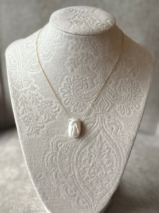 Baroque Pearl Pendant with 925 Sterling Silver Adjustable Chain