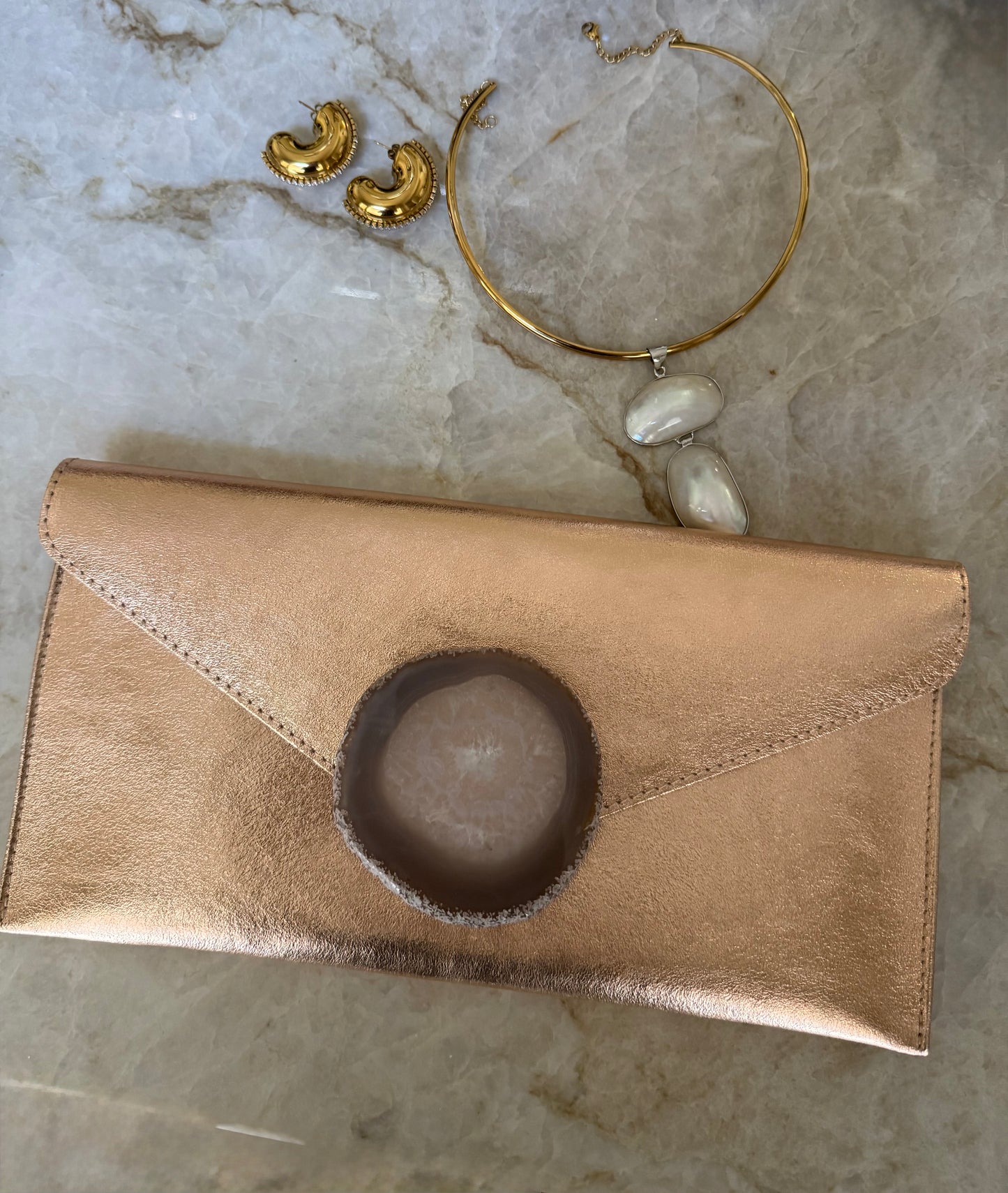 Geode Leather Clutch