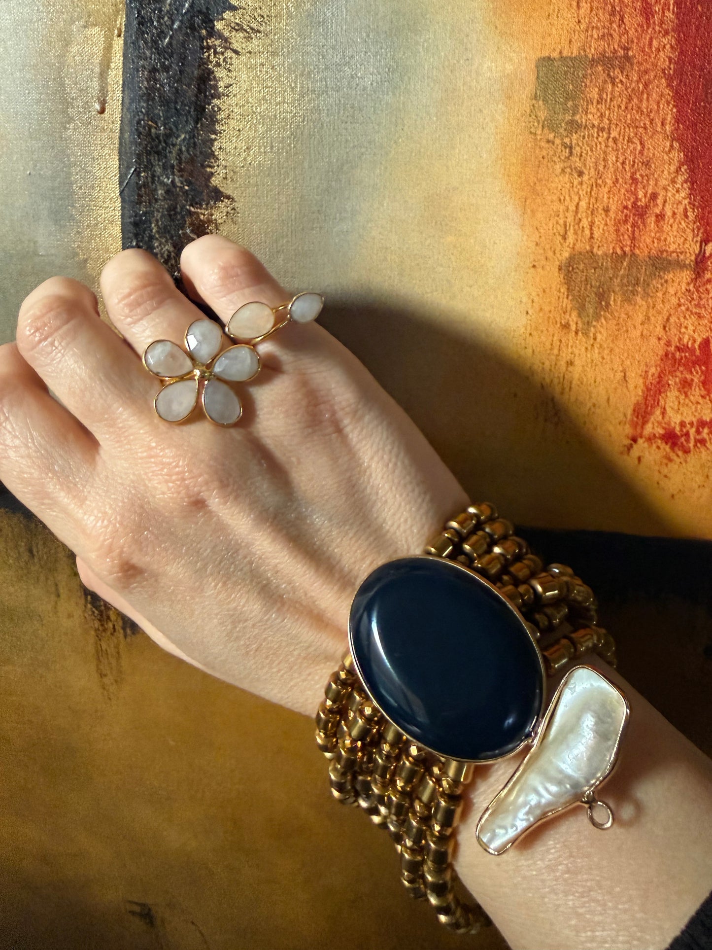 Moonstone Adjustable Ring