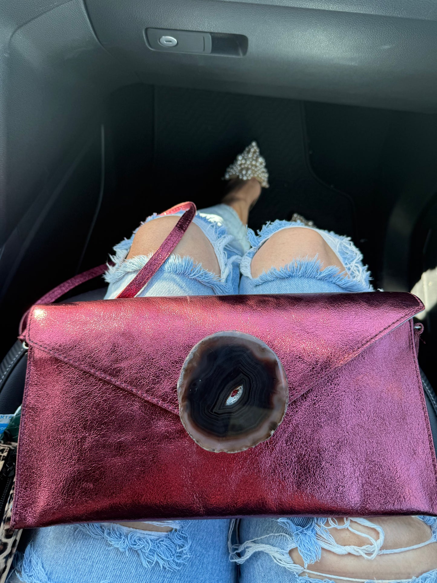 Geode Leather Clutch