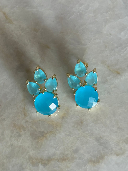 Aurora Pine Studs - Blue Chalcedony