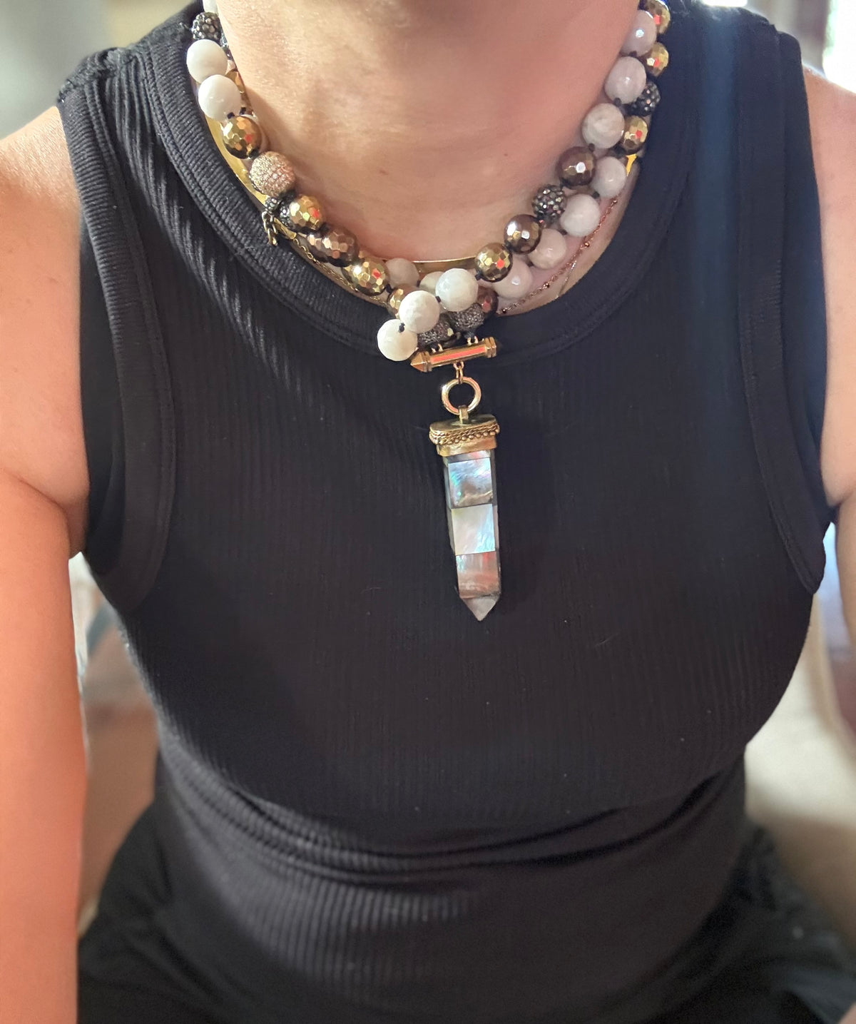 Mix Stones & Mother of Pearl long Necklace