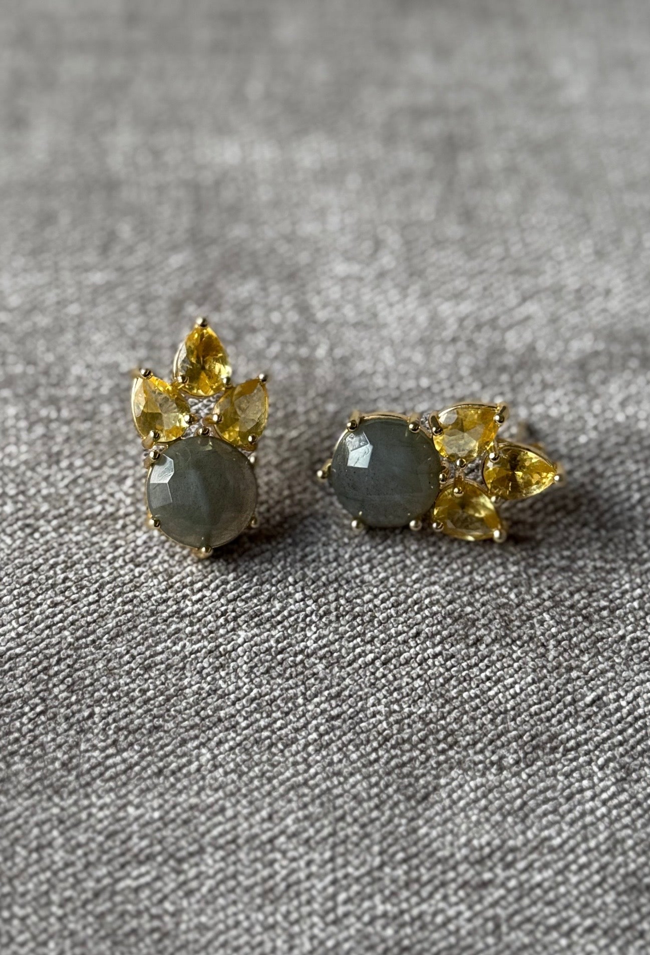 Aurora Pine Studs Labradorite & Citrine