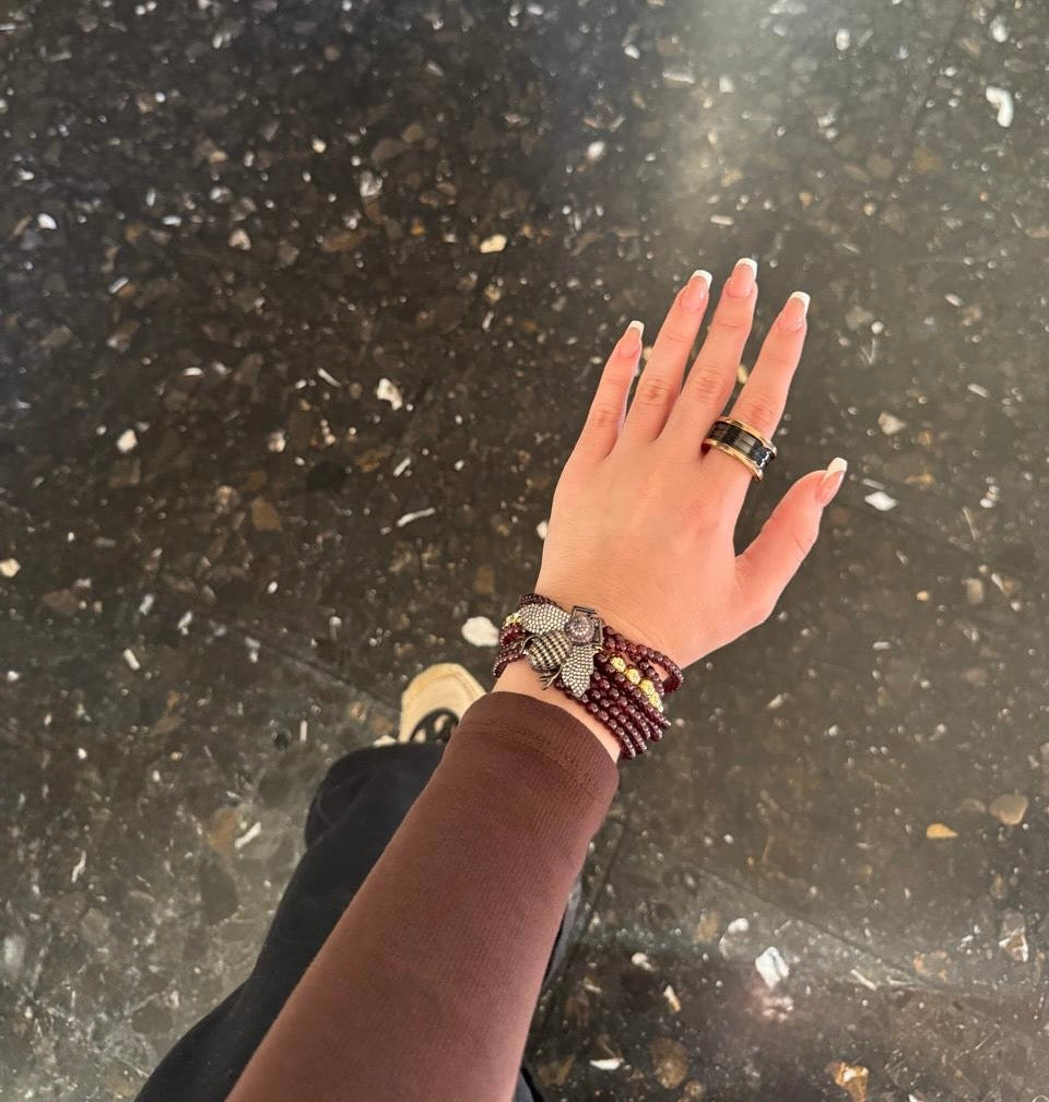 Garnet Bee Bracelet – Handmade
