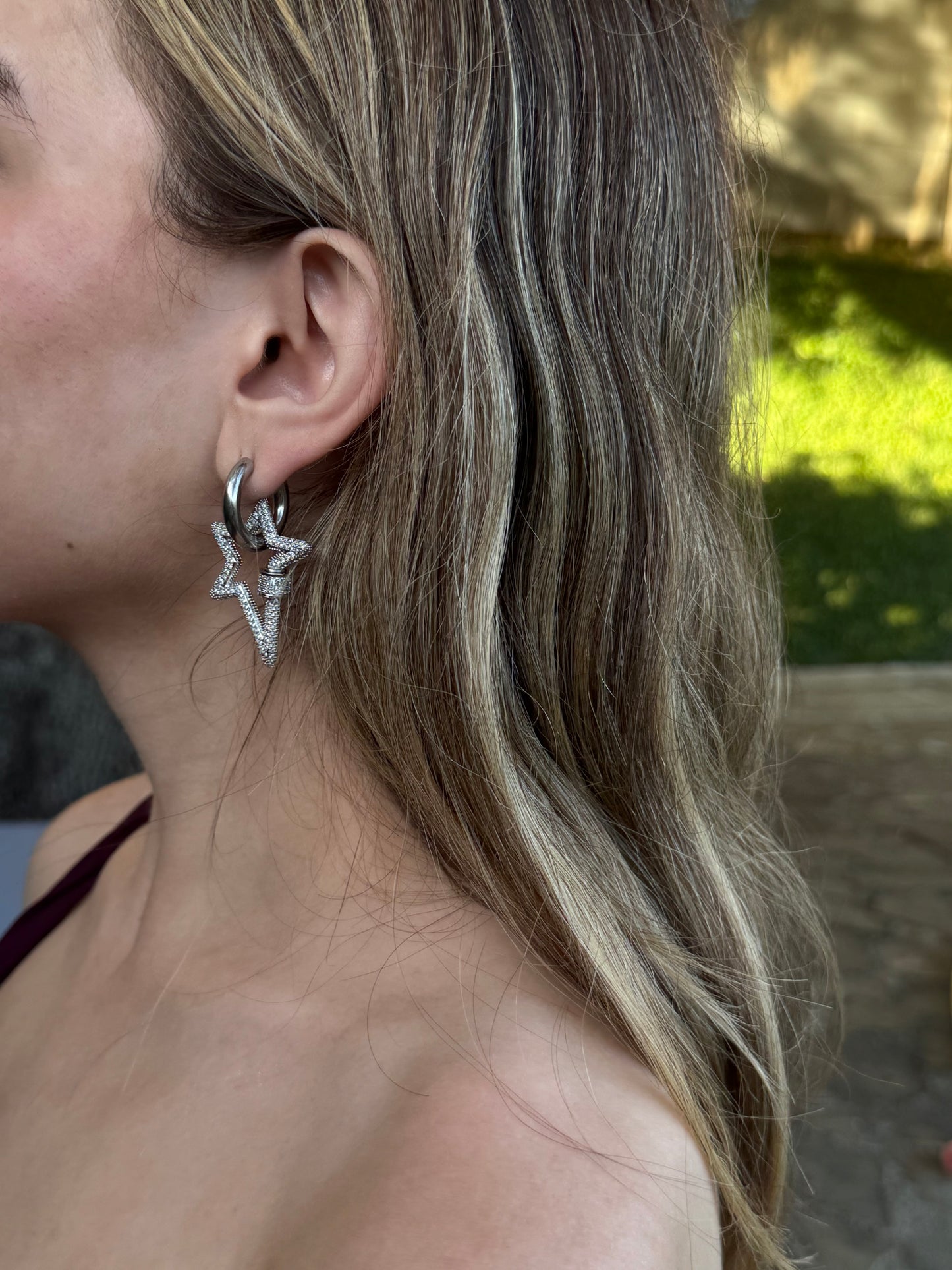 Pavé Zirconia Star Hoop