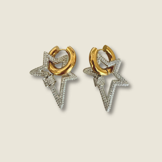 Pavé Zirconia Star Hoop