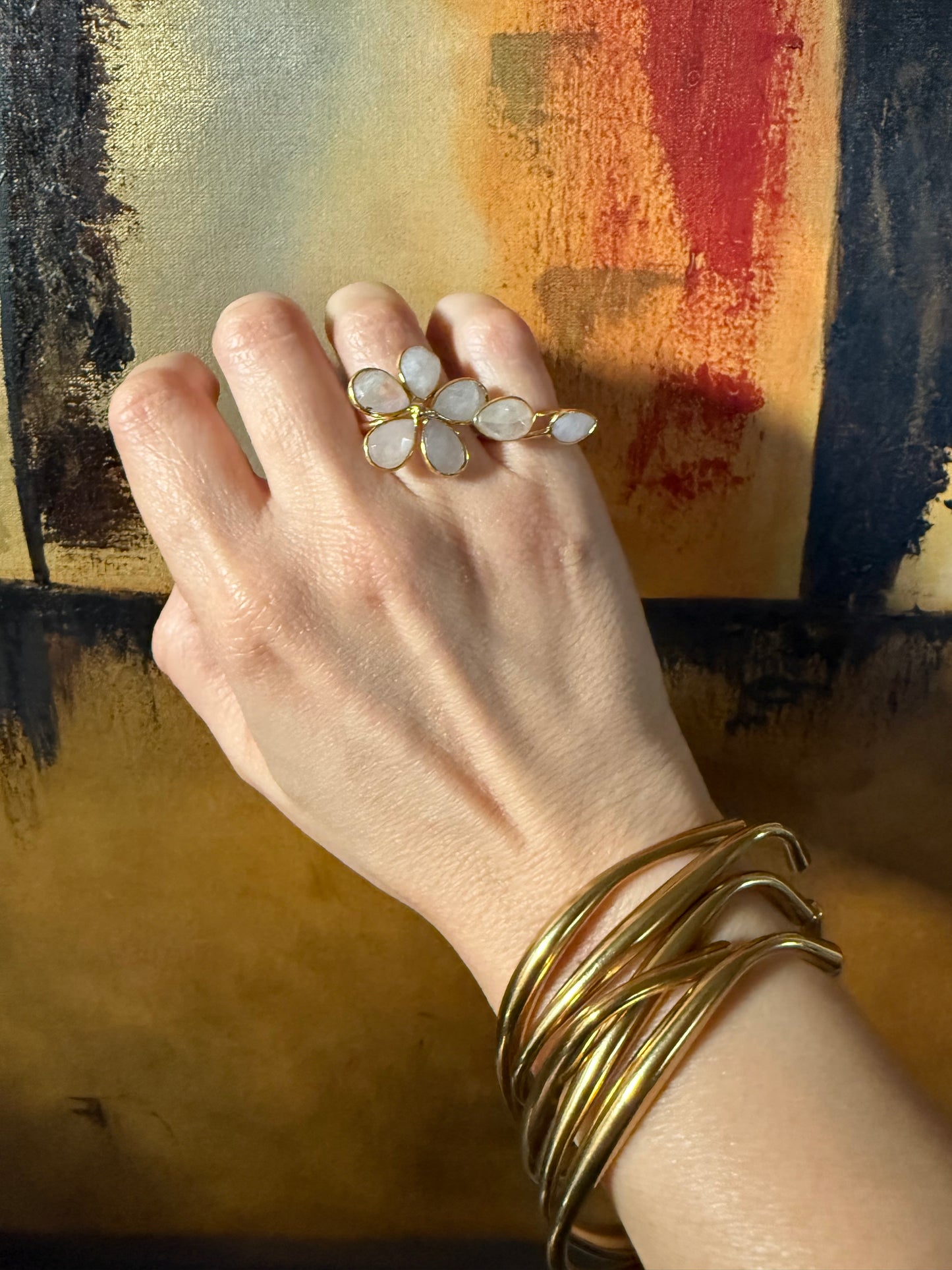 Moonstone Adjustable Ring