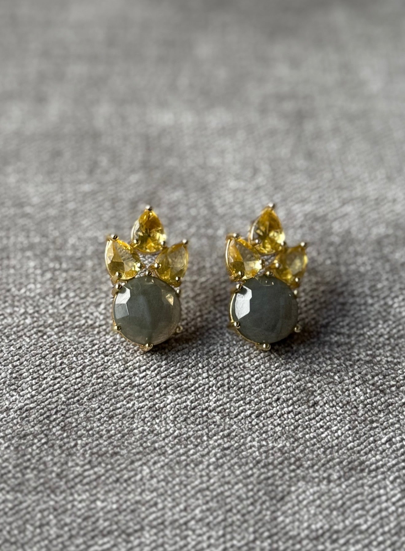Aurora Pine Studs Labradorite & Citrine