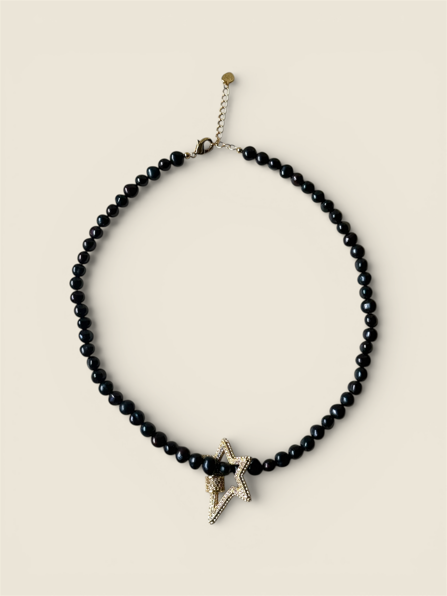 Black Pearl Necklace with Star