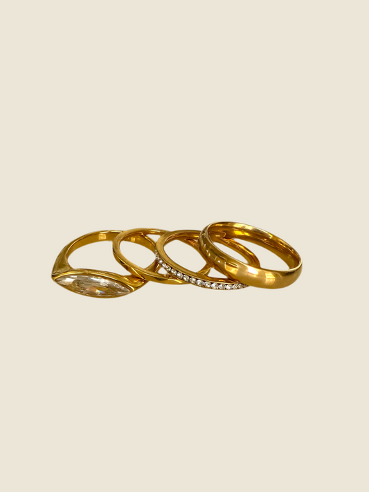 Zirconia Ring Set – 18K Gold Plated