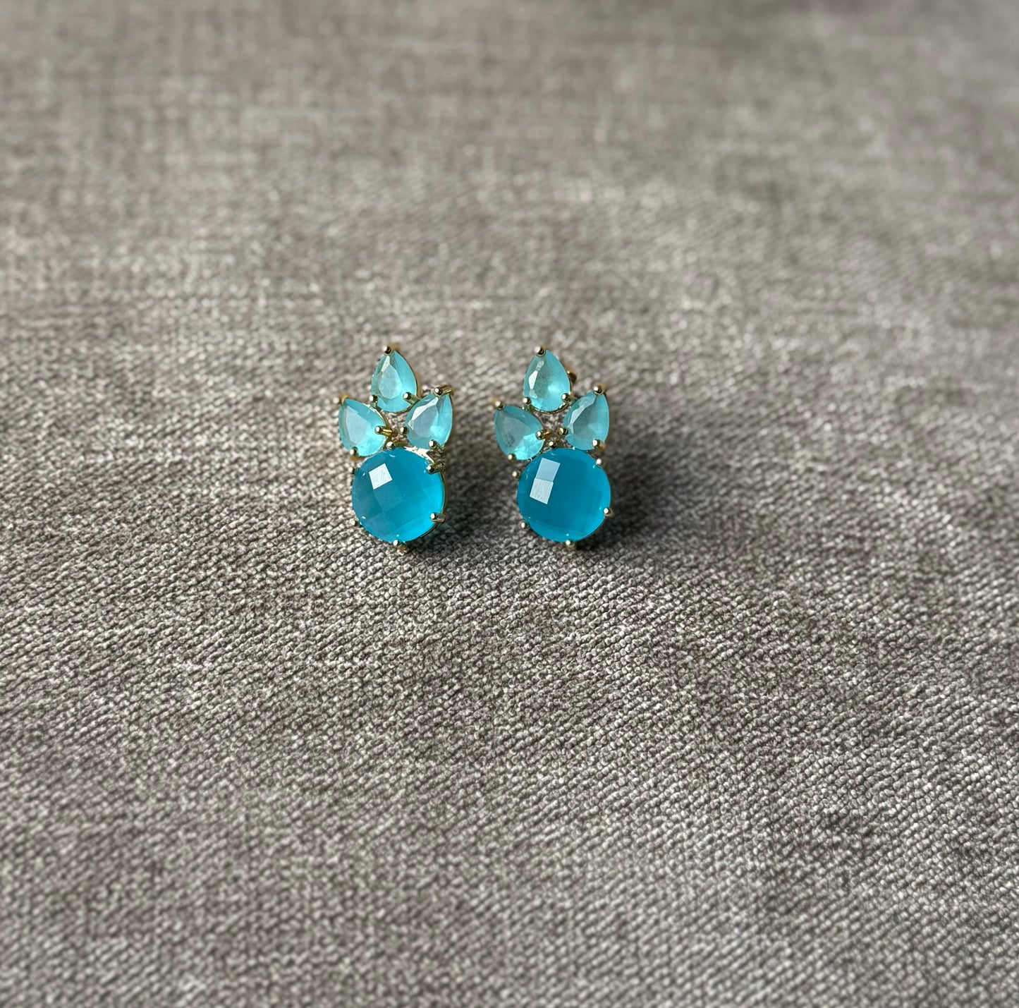 Aurora Pine Studs - Blue Chalcedony