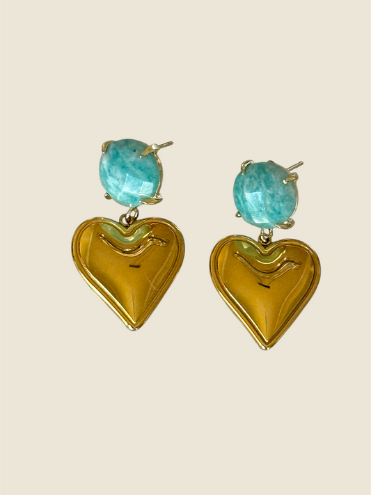Amazonite Heart Earrings