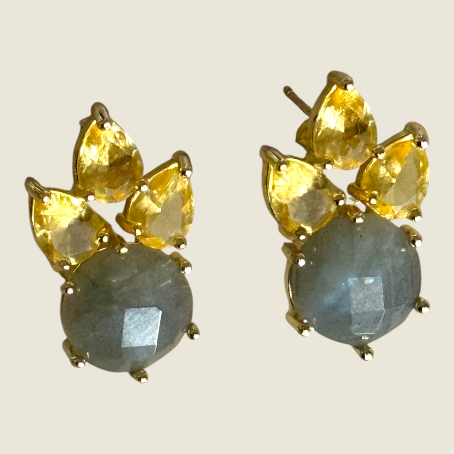 Aurora Pine Studs Labradorite & Citrine