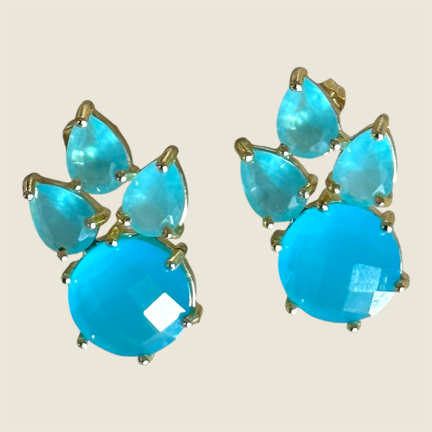 Aurora Pine Studs - Blue Chalcedony