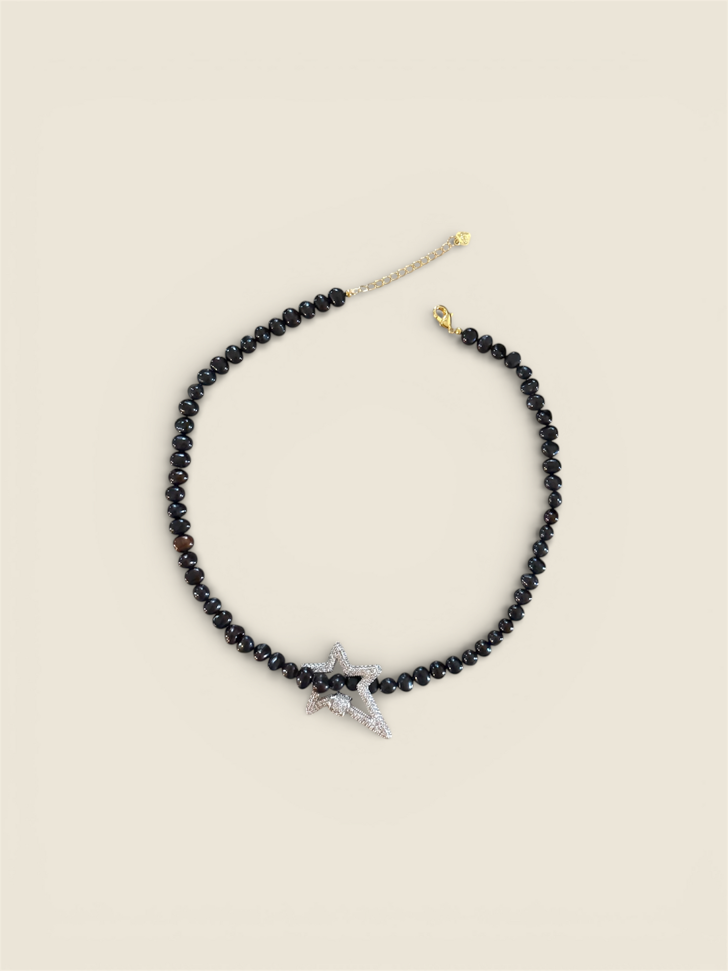 Black Pearl Necklace with Star